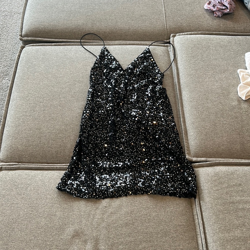 Sparkly Black Sequin Lulu’s Dress